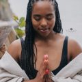 5 Step-by-Step Guide to Add Meditation to your Morning Routine. Woman meditating.